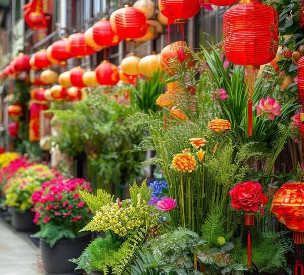 年宵花鲜景致，点亮喜庆佳节绿意盎然,年宵花与鲜花盆景，喜庆氛围中的绿色点缀,养护,纯洁,鲜花盆景,第1张