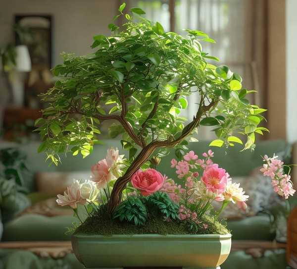家居新风景，绿意盎然的花卉盆景赏析,绿意盎然，美丽鲜花盆景打造家居新风景,养护,生机,鲜花盆景,第1张
